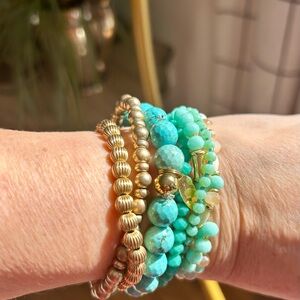 Spartina & Misc Turquoise & Gold Beaded Bracelet Set